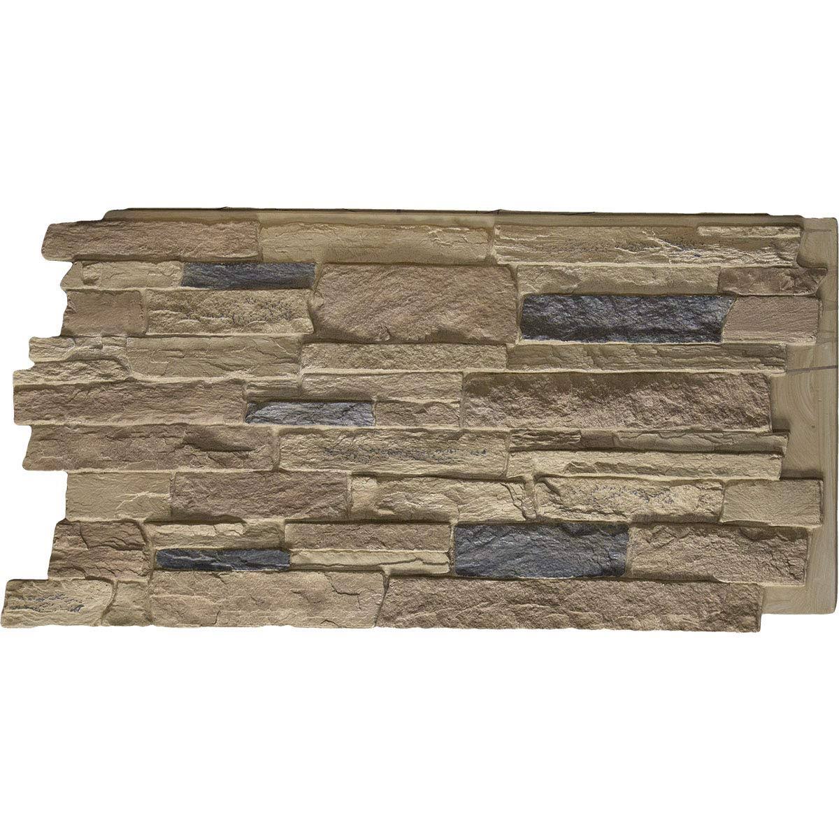 Ekena Millwork 48 in. x 24 in. Acadia Ledge Stacked Stone Stonewall Faux Stone Siding Panel, Colfax