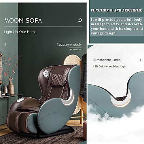 Small Massage Chairs SL Track Full Body Massage Recliner, Shiatsu Recliner, Space-Saving Design, Zero Gravity, Bluetooth Speaker (Light Grey GR8526 LED)