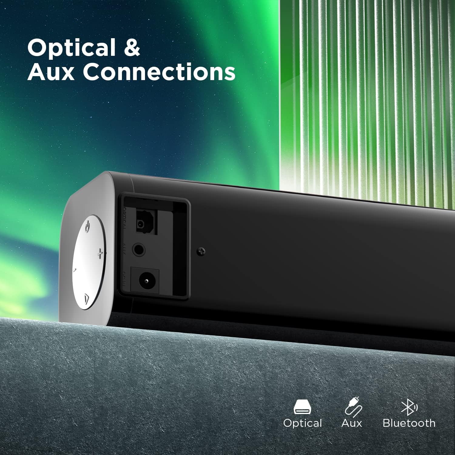 Mini Sound Bar with Remote Control, 15-Inch Wireless Speakers for TV, Optical/AUX Connection, Small Bluetooth 5.0 Soundbar for TV, Projectors, PC