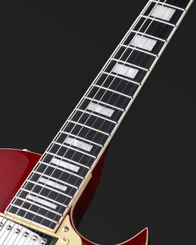 Leo Jaymz Full Size Single Cut Electric Guitar -Mahogany body，Mahogany neck on C+U shape， with Amazing US Flag Sticker on Arched Top (US Flag)
