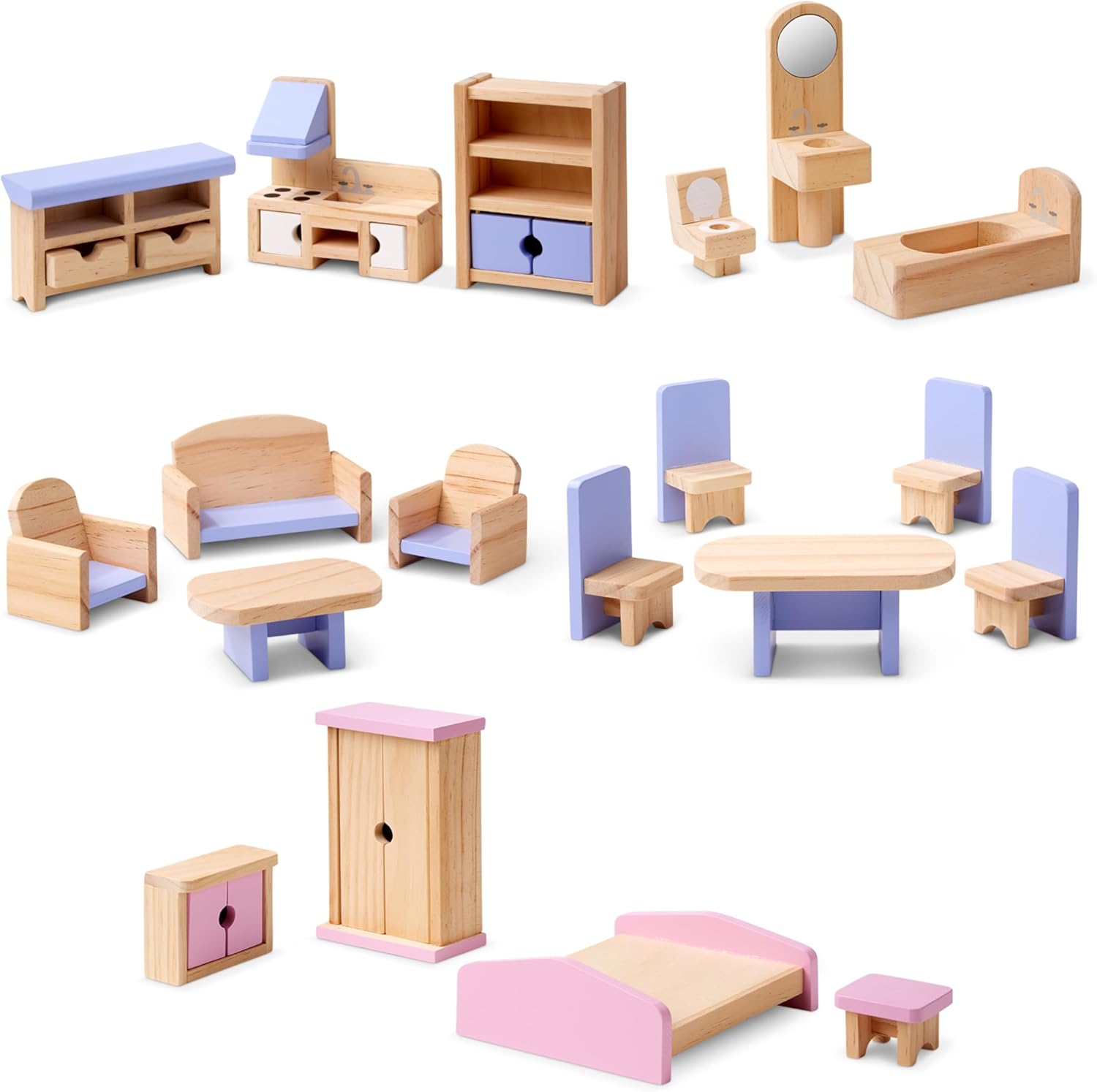 Melissa & Doug Modern Wooden Multi-Level Dollhouse With 19 pcs Furniture [White]