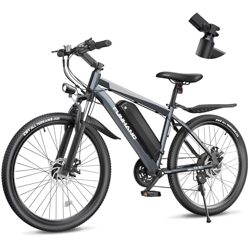 Electric Bike for Adults, 26'' 1000W Peak Ebike, Up to 50 Miles 21.7MPH Electric Mountain Bike with 48V 374.4WH Removable Battery, Adjustable Stem, Fenders, Lockable Suspension Fork, 21-Speed