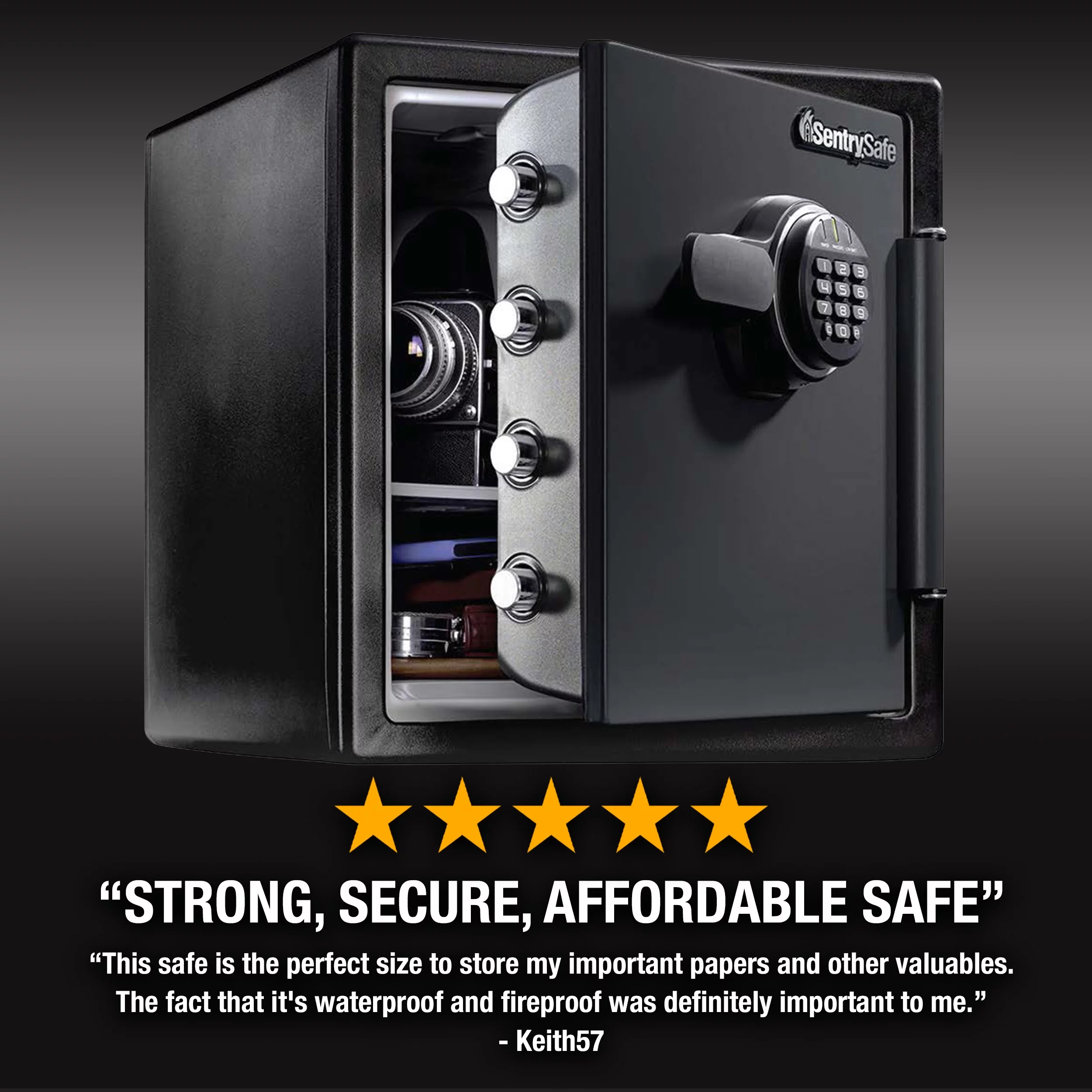 SentrySafe SFW123ES Water and Fire Resistant Safe with Digital Keypad Lock, 1.23 Cu. ft.