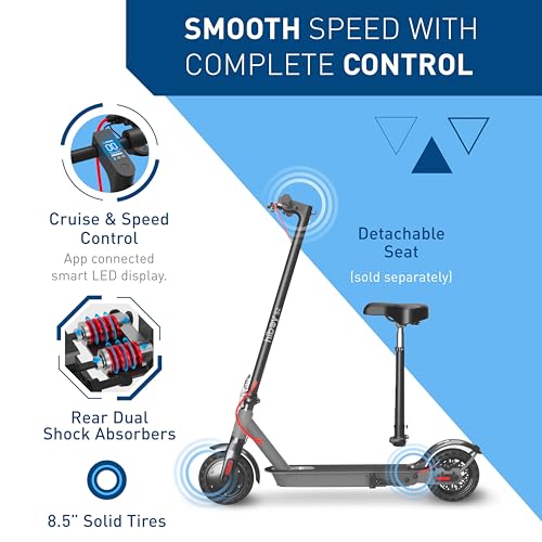 Hiboy S2/S2 Pro/S2 MAX Electric Scooter, 350-500W Motor, 8.5"-10" Solid Tires, 17-40.4 Miles Range, 19 Mph Folding Commuter Electric Scooter for Adults (Optional Seat)