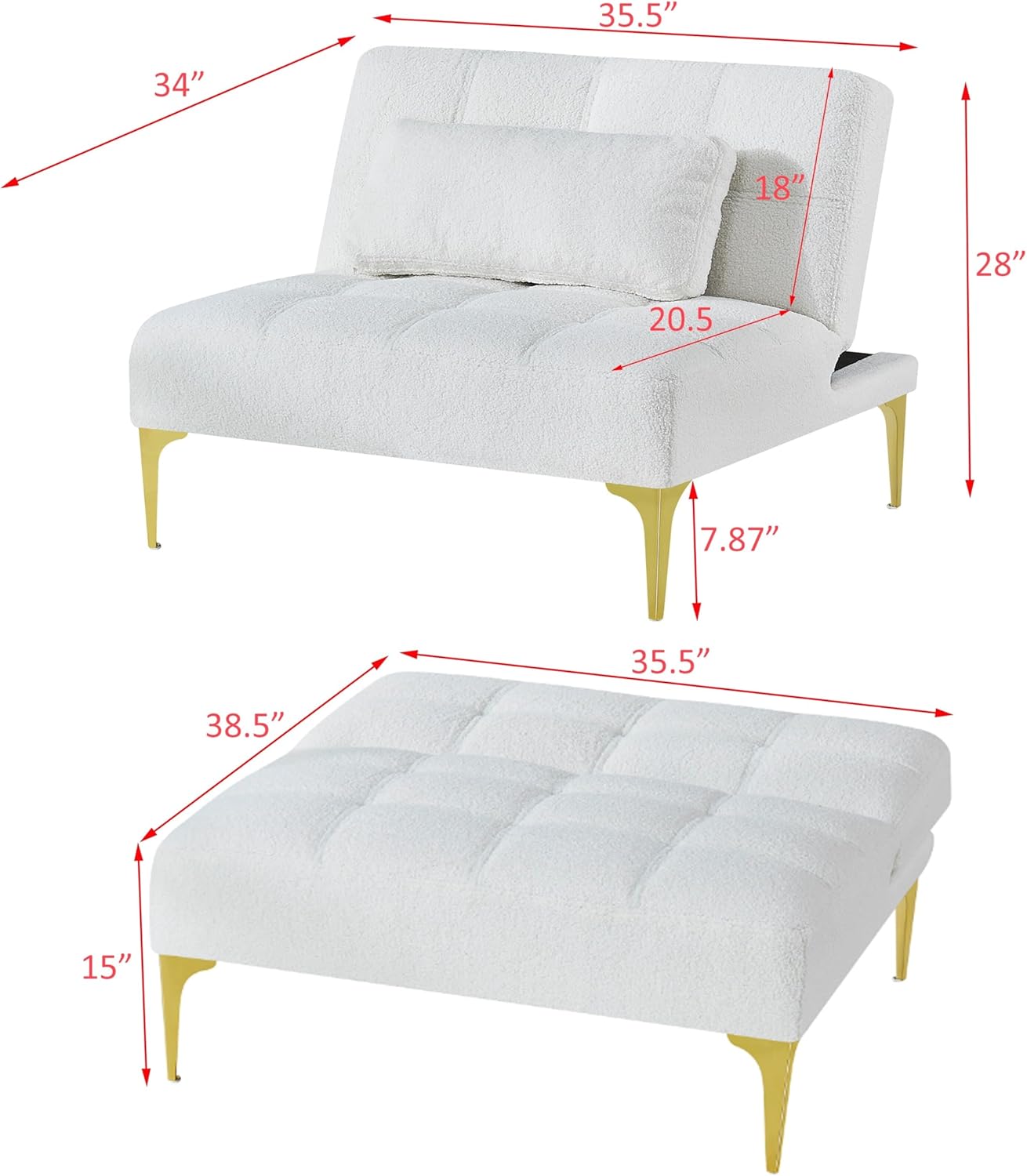 Convertible Single Sofa Bed Futon Fireside Chair Lounger Pink Chevron Lake House Modern Contemporary Solid Felt Wood Down Fill Cushions Manual Recline
