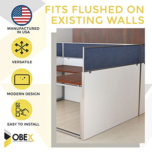Acoustical Cubicle Privacy Screen Extender Desk Panel & Office Divider, Add Separation & Block Noise, 18" X 42", Overcast