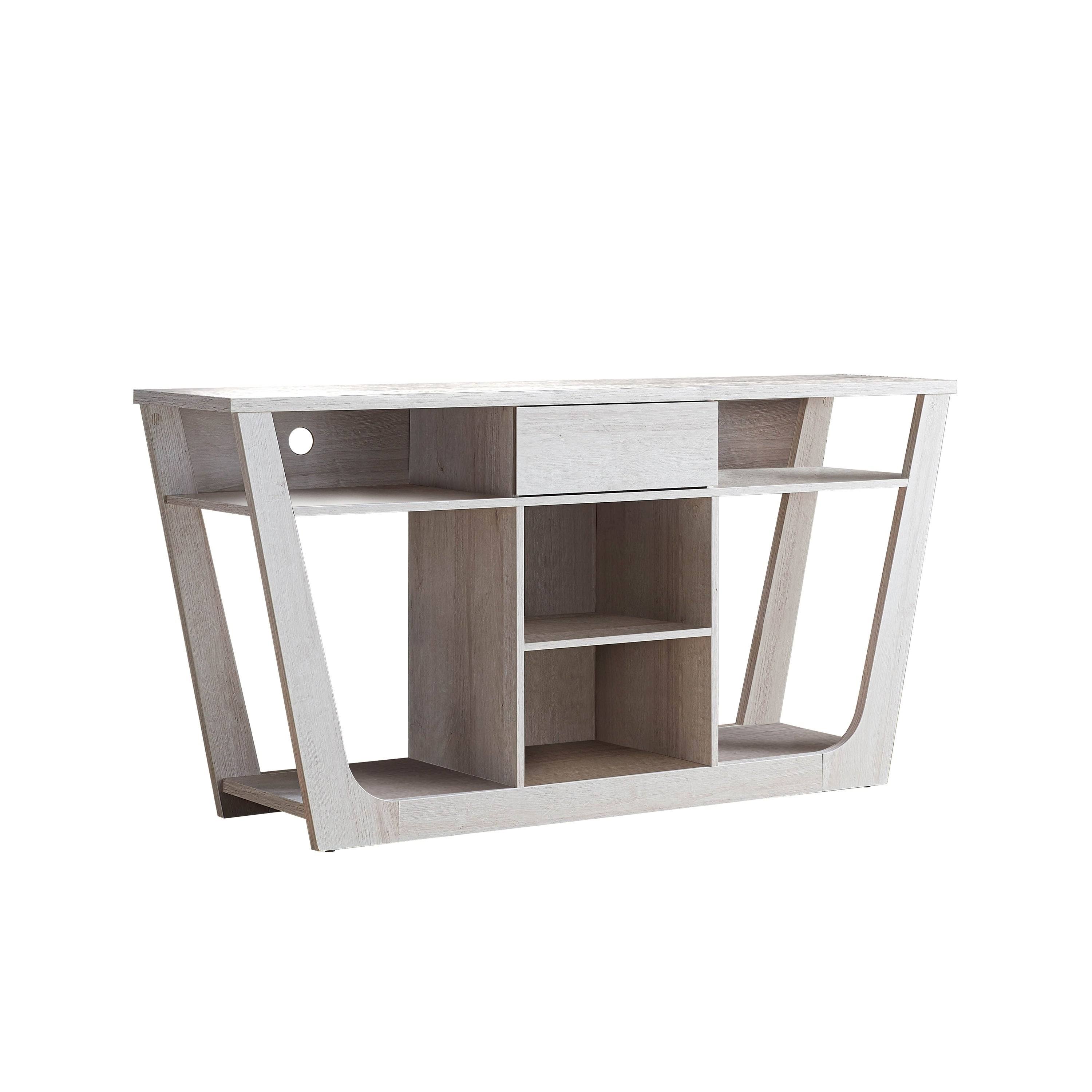 Furniture of America Dionte Modern 60-Inch Open-Shelf TV Stand - White Oak
