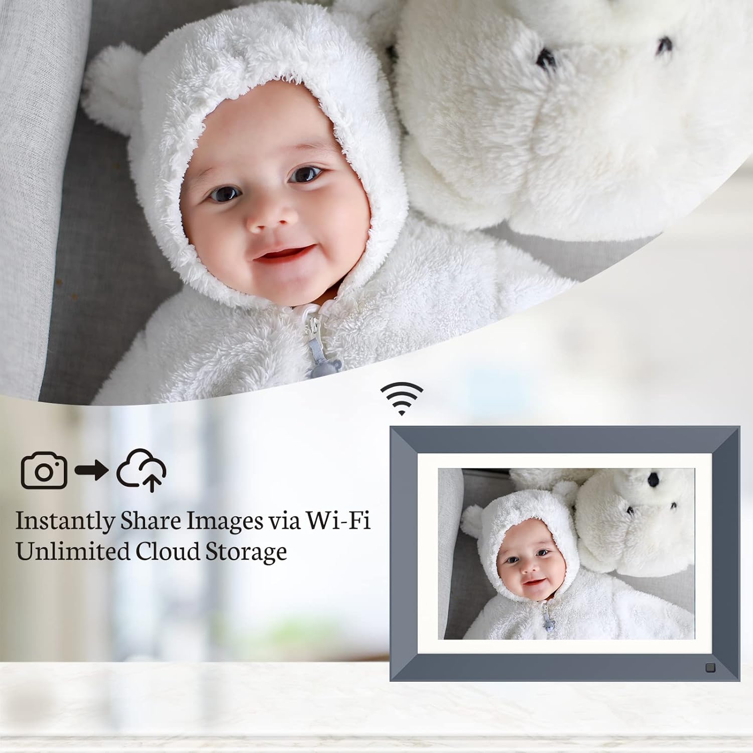 BSIMB Digital Picture Frame IPS Display, Wall-Mountable Electric Photo Frame with Remote Control, Place in Landscape&Portrait, Gift for Mother's Day