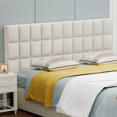 ALISH Upholstered Headboard, Velvet Bed Headboard with Adjustable Height from 41"- 51 ", Foldable Headboard with Metal Legs for King Size Bed (Beige, King)