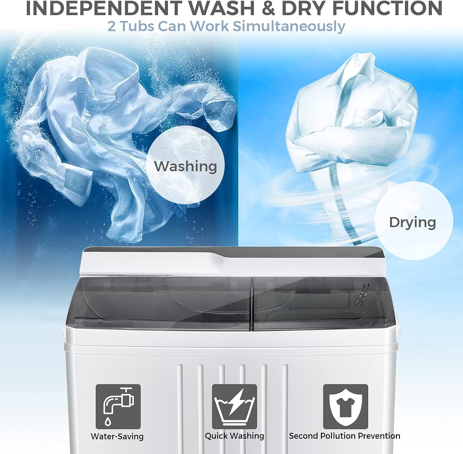 Generic FP10020US-GR Portable Washing Machine, Gray