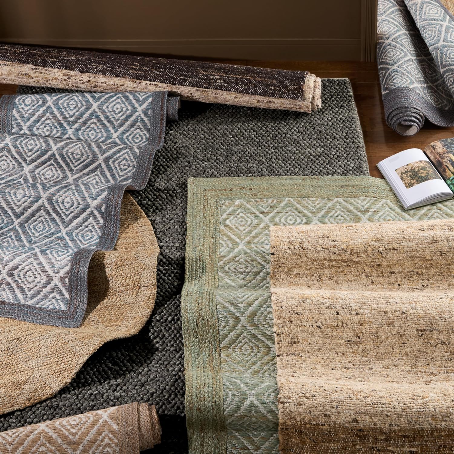 TOWN & COUNTRY TERRA Nalani Textured Diamond Hand-Knotted Flatwoven 100% Natural Jute Area Rug, Brown, 6'x9'