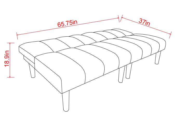 Convertible Futon Folding Sofa Bed, Modern Futon Sofa Bed with Corduroy Fabric & Wooden Legs, Loveseat Futon Couch with Adjustable Backrest for Living Room, Bedroom, Office (Blue)