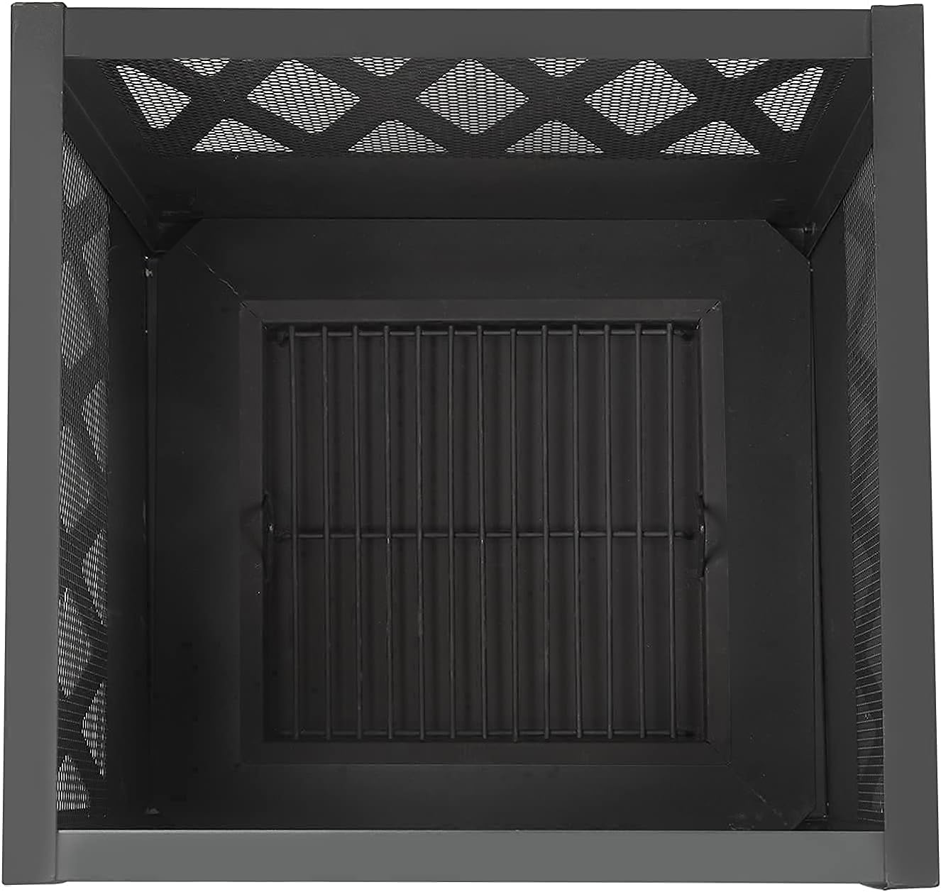 CharaVector Outdoor Wood Burning Burn Barrel Fire Pits 28&rdquo; Large Square Wood Stove, Deep Stainless Steel with Mesh Spark Screen and Fire Poker for Barbeque, Backyard, Bonfire