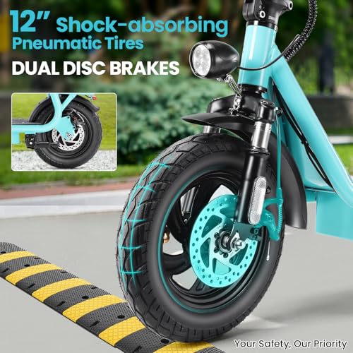 Caroma Peak 800W/1200W Electric Scooter Adults, 30 Miles Max Range, Foldable Electric Scooter with Seat, Front Suspension, Detachable Large Basket,Commuter E-Scooter for Adult and Teens