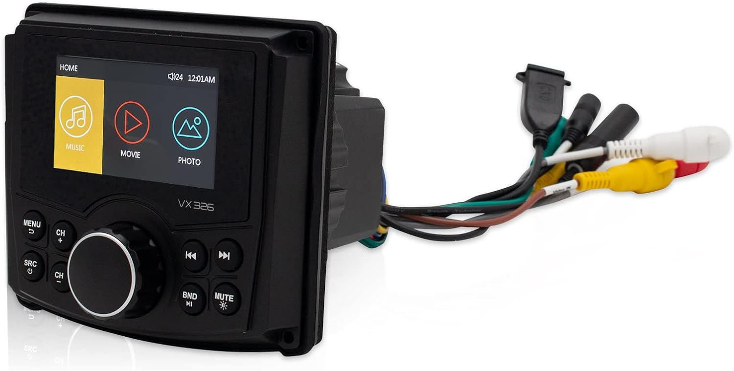 3 Inches Marine Stereo Bluetooth Waterproof Digital Display Radio Media Receiver with AM/FM, USB, MP3 Capability for UTV, ATV, Boat, RZR