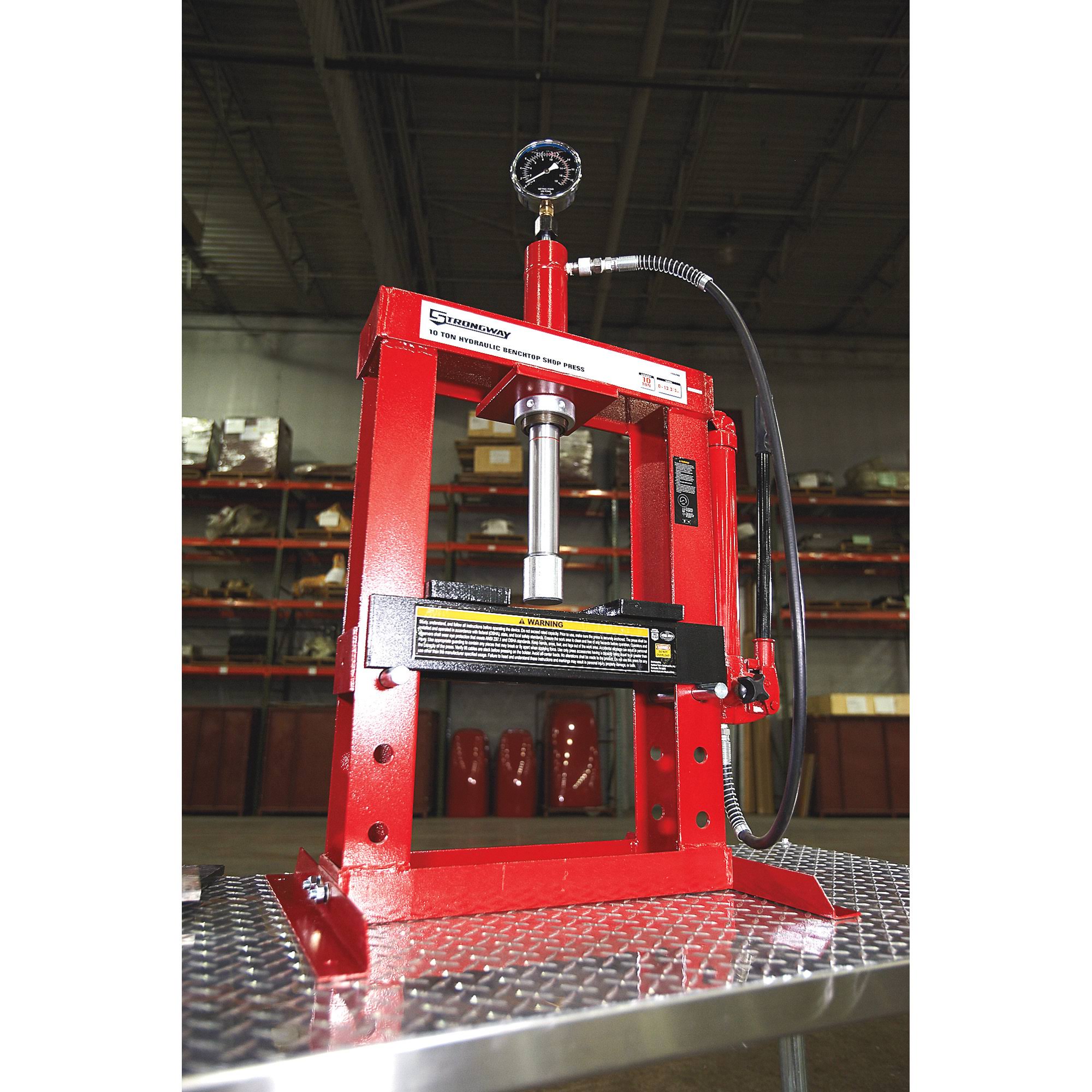 Strongway Benchtop 10-Ton Hydraulic Shop Press with Gauge NTY10003