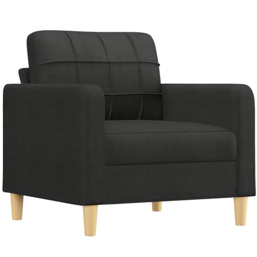 3 Piece Sofa Set, Small Sofa Modern Sofa Apartment Sofa Minimalist Sofa Suitable for Living Room House Office Dorm Room, with Cushions Black Fabric