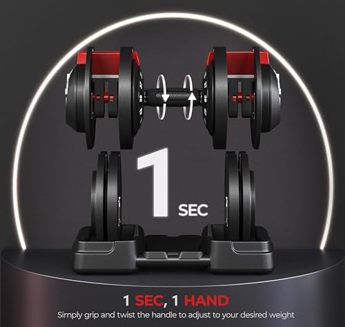 Yaheetech Adjustable Dumbbell Set 28/40/52.5/90LBS Adjustable Dumbbells Fast Adjust Dumbbell Weight Set with Anti-Slip Handle and Tray for Men/Women Home Gym Strength Training Equipment Single/Pair