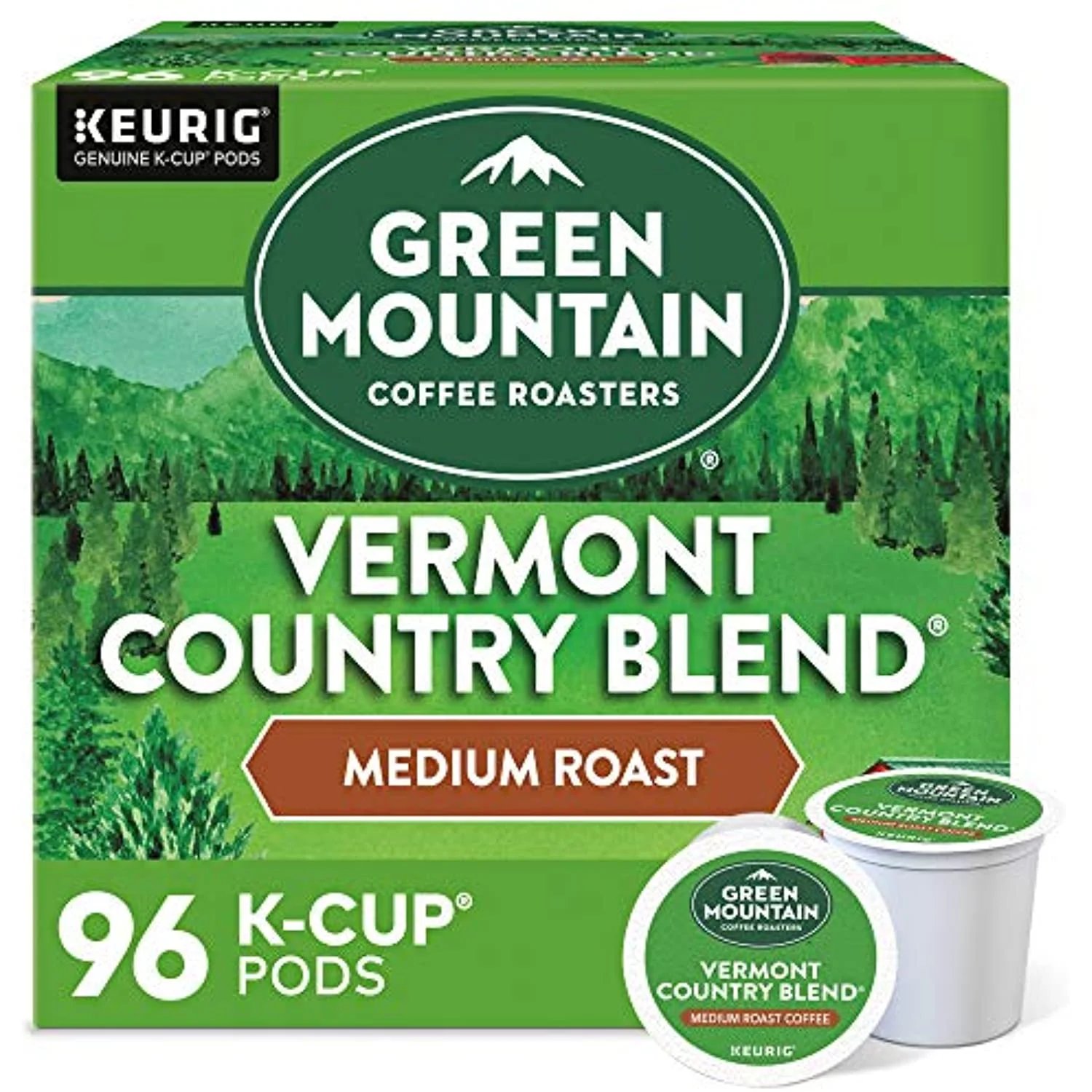 Green Mountain Coffee Roasters Vermont Country Blend, Single-Serve Keurig K-Cup Pods, Medium Roast Coffee, 96 Count