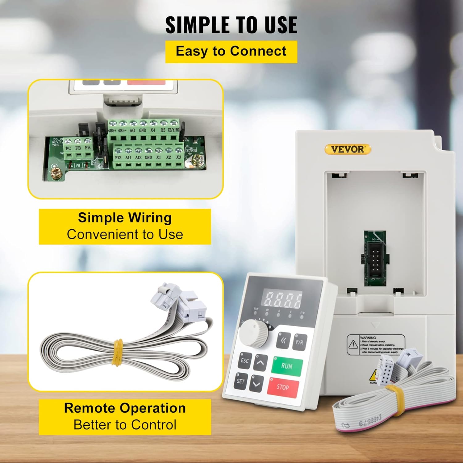 VEVOR VFD 4KW 220V 5.5HP, 1 or 3 Phase Input, 3 Phase Output Variable Frequency Drive, AC 17A 0~1000HZ CNC Motor Inverter Converter for Motor Speed (RS485)