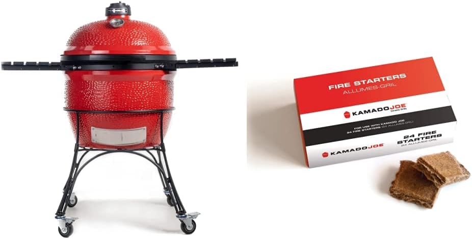 Kamado Joe KJ15041021 Big Joe III 24-inch Charcoal Grill with Cart and Side Shelves, Blaze Red