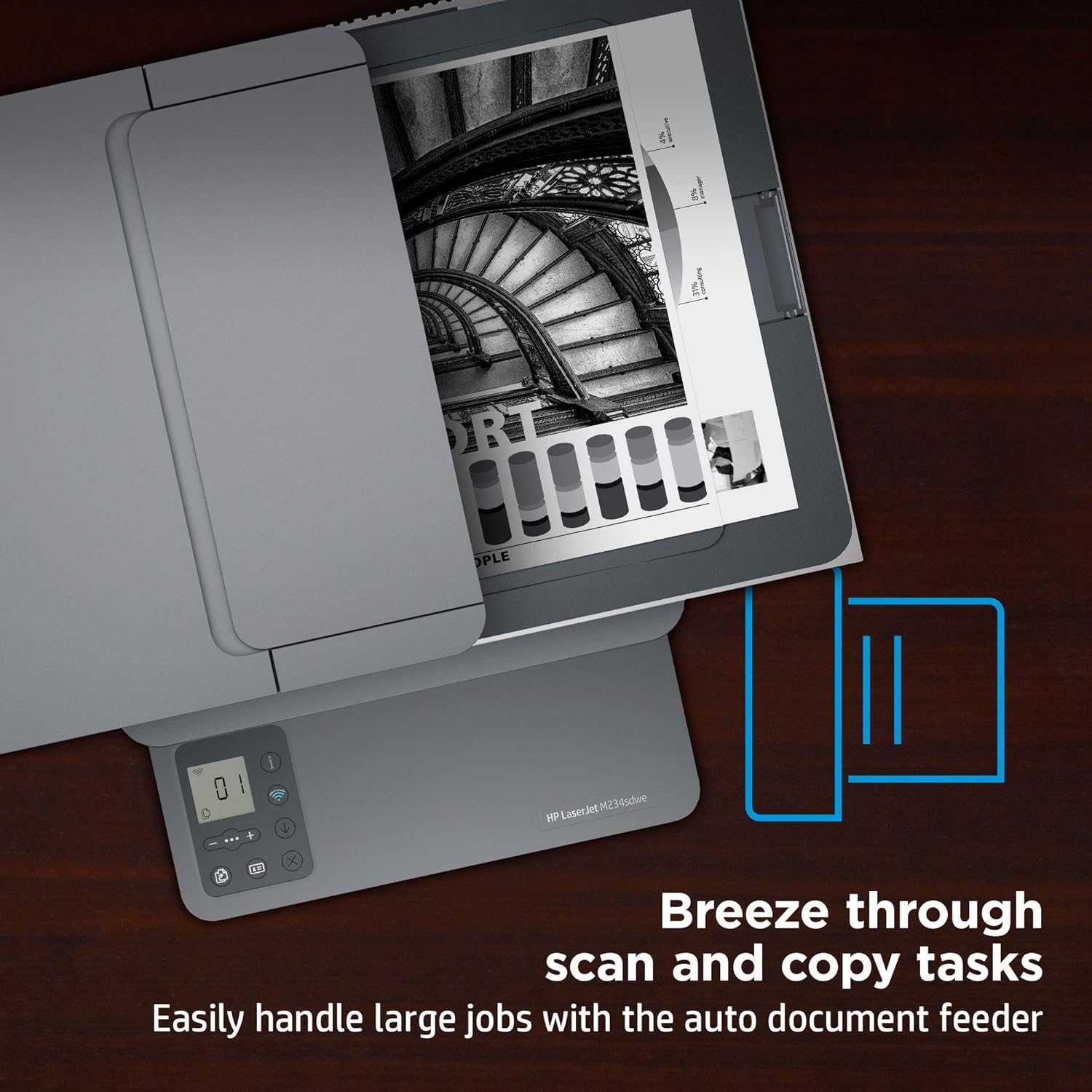 HP LaserJet MFP M234sdwe Wireless Black and White All-in-One Printer with built-in Ethernet & fast 2-sided printing, HP+ and bonus 6 months Instant Ink (6GX01E),Gray