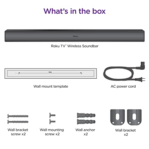 Roku TV Wireless Soundbar 2023 | Soundbar Exclusively for RokuTV with Enhanced Stereo Sound, Clear Dialogue, and Simple Wireless Setup,Black