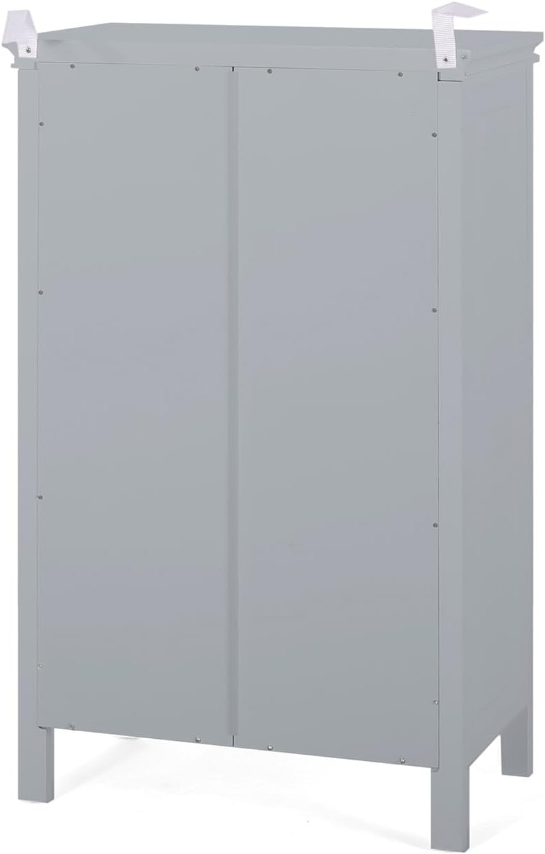 Bathroom Floor Cabinet, Wooden Side Storage Organizer w/Larger Drawer, Adjustable Shelf & 2-Door Cupboard, Freestanding Storage Cabinet for Living Room, Kitchen, Entryway (Double Door)