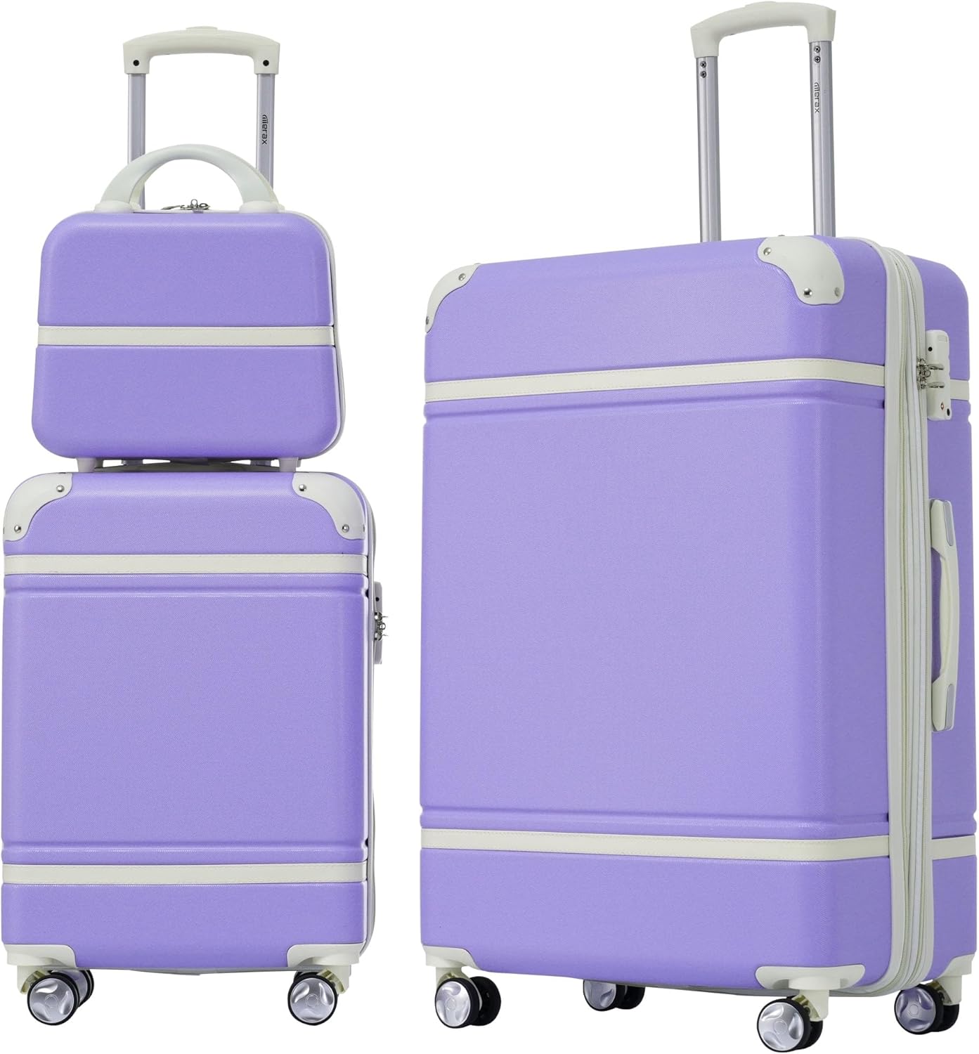 Abs Hardside Spinner Lightweight Expandable Luggage and Cosmetic Case Purple Lake House Abs 3 Piece Lift Top