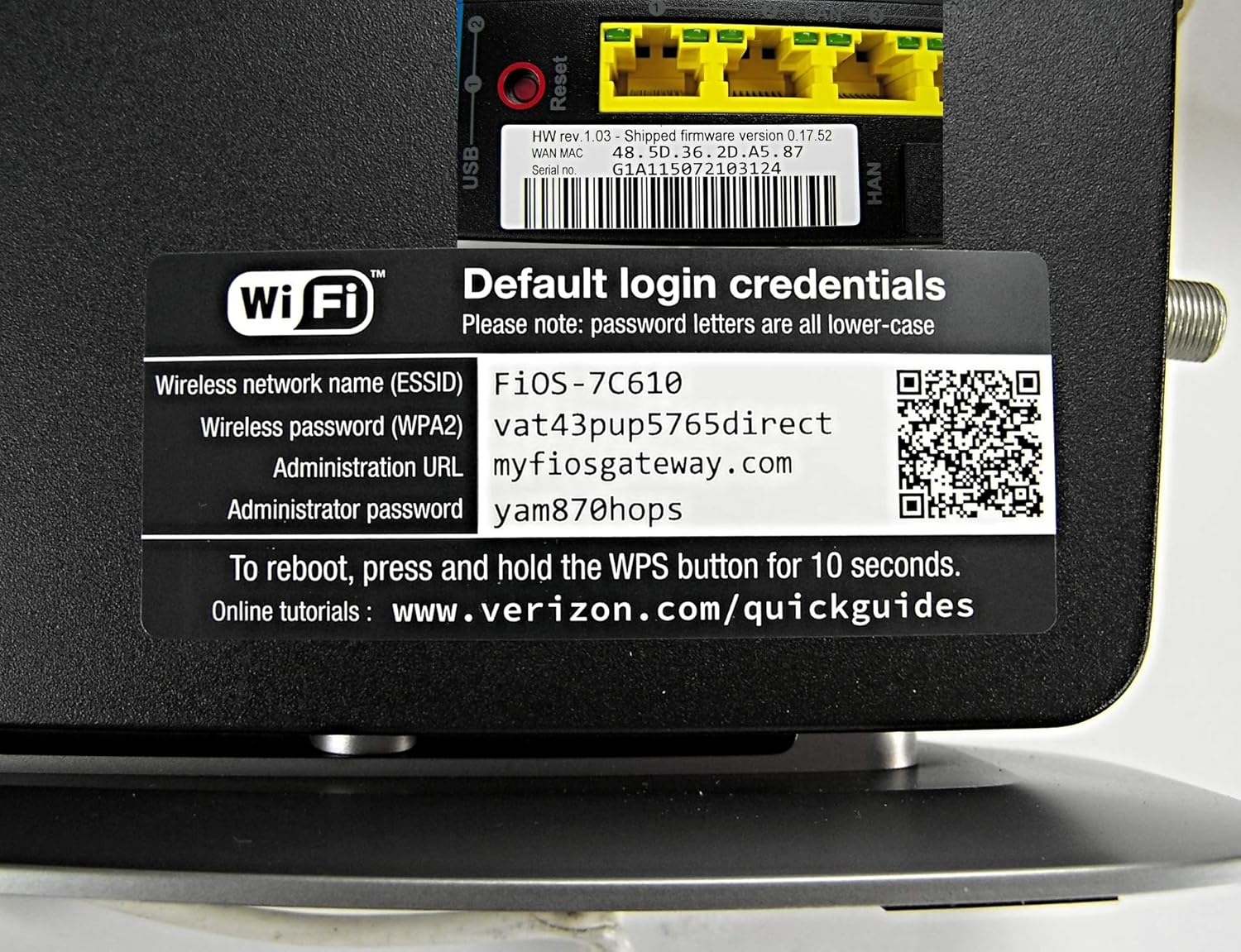 Verizon FiOS Router Updated 2019 - Fios Quantum Gateway G1100 AC1750 Wi-Fi Dual Band Wireless Routers for Internet Long Range + 1 Year Warranty