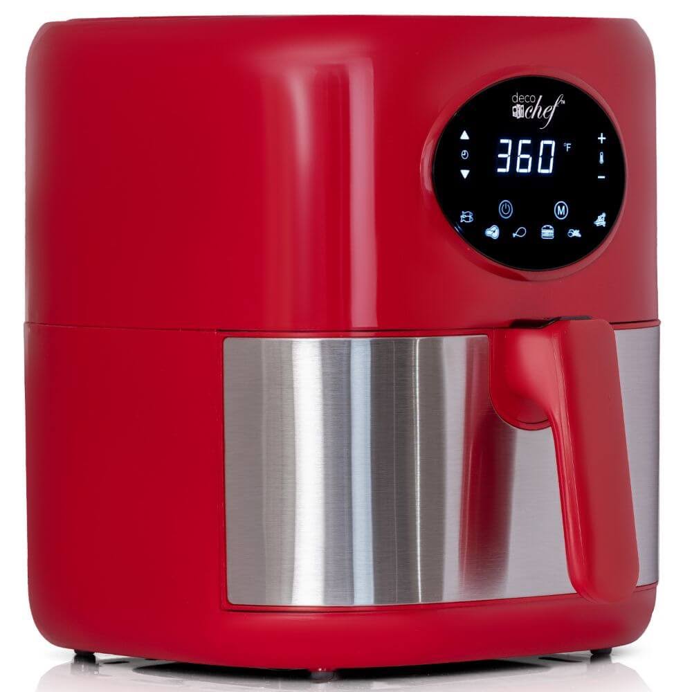 Deco Chef 3.7qt Digital Air Fryer with 6 Cooking Presets, Dishwasher Safe Basket, Red AF01RED