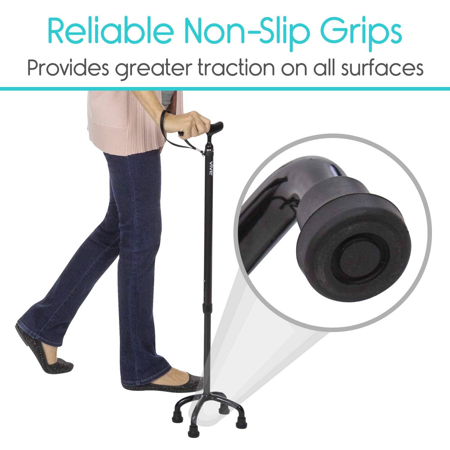Vive Carbon Fiber Quad Cane - Ultra Lightweight Walking Stick