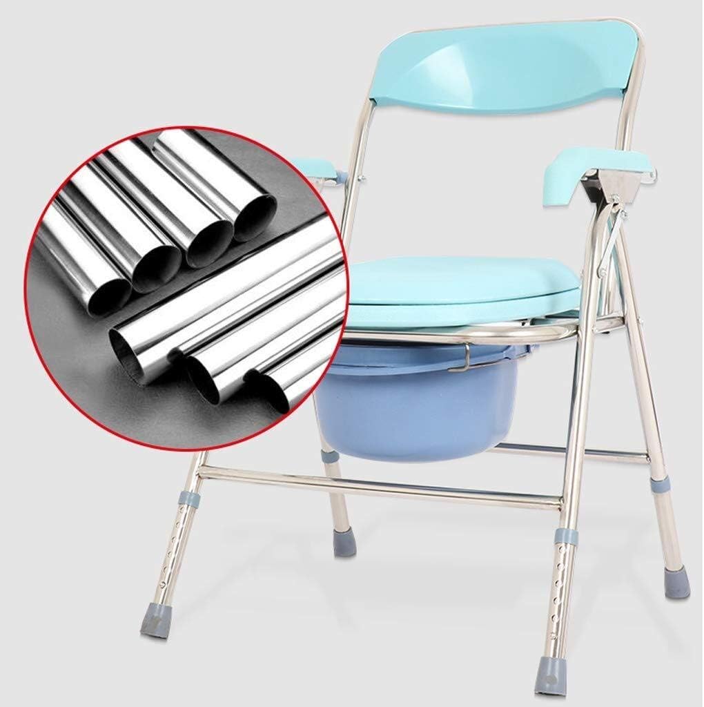 KOHARA Commode Chair, Bedroom Toilet, Multi Function Foldable Mobile Commode Chair, Stainless Steel Adult Heavy Safety Frame