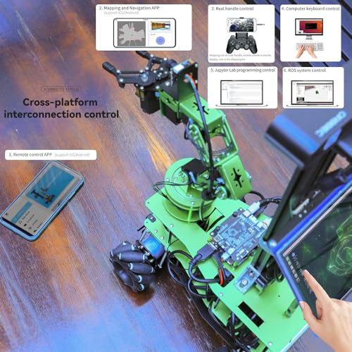 Yahboom ROS Robotic Kit for Jetson Orin Nano 16GB with 6DOF Robot Arm Mecanum Wheel Chassis AI Speech Recognition Automatic Navigation 3D Mapping Project Research for Adults College Students
