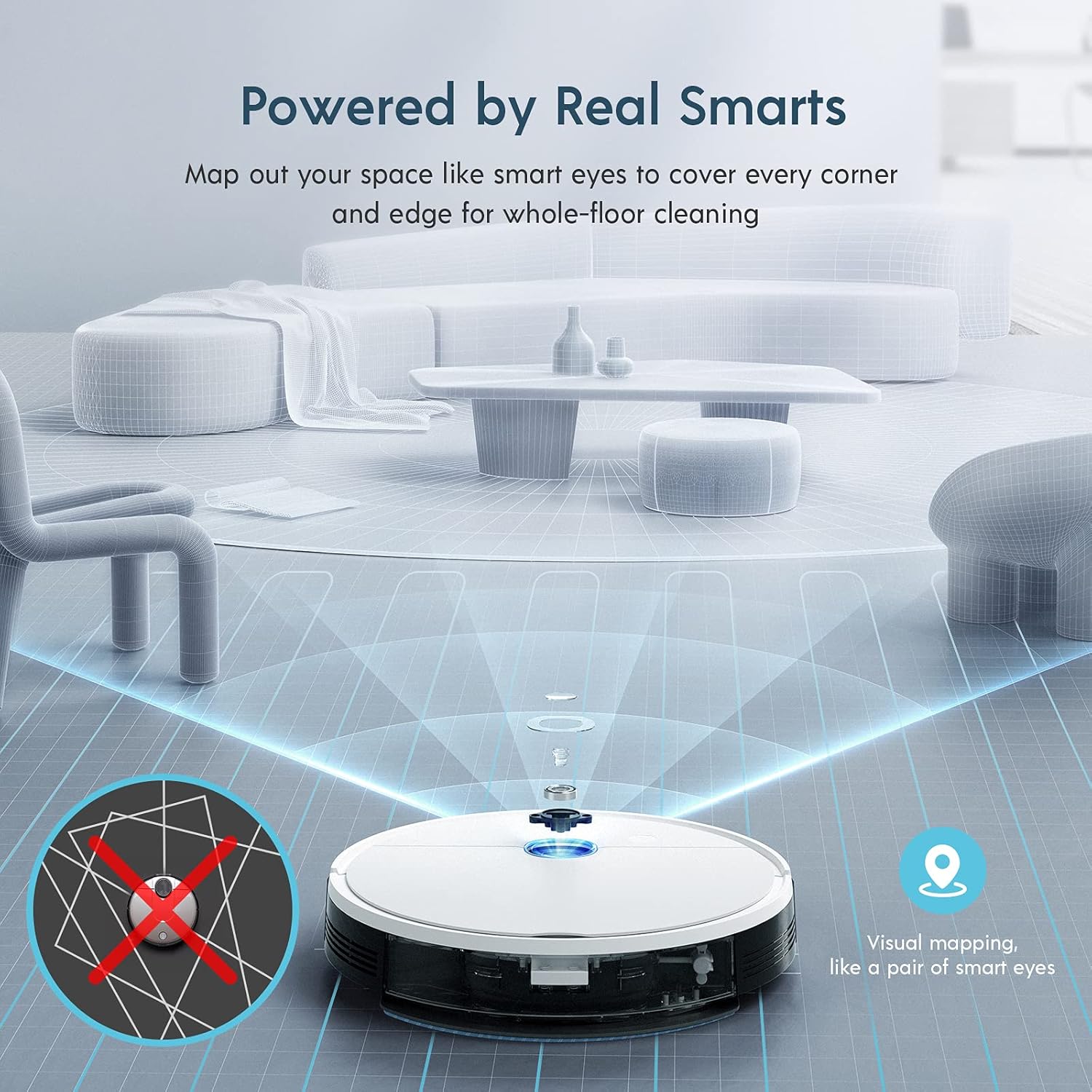 yeedi vac Robot Vacuum, Compatible with Self-Empty Station and Mopping Modular, 3000Pa Suction Power, Carpet Detection, Smart Visual Mapping & Navigation, Editable Home Map, Virtual Boundary