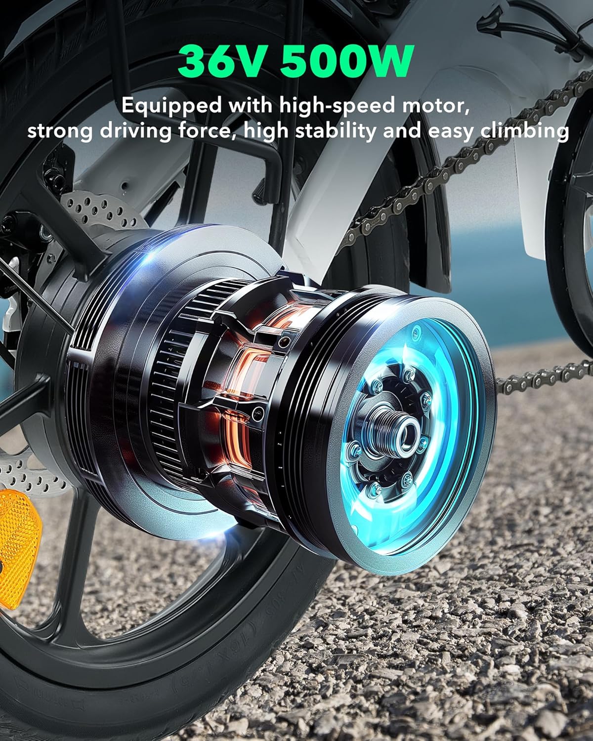 isinwheel U3 16" Foldable Electric Bike Adults, 500W Electric Bicycle, Front Fork Suspension, 19 MPH, UP to 45 Miles Folding Ebike, Suitable for Leisure Riding&Commuting, UL2849 Certified (White)