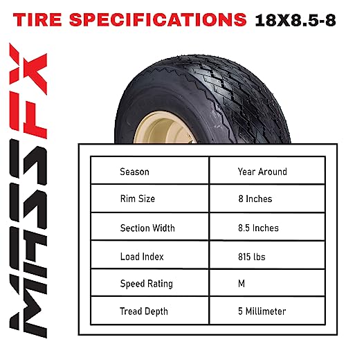 18x8.50-8 OEM Golf Cart Wheels and Golf Cart Tires Combo - Set of 4 (18x8.5-8, Beige)