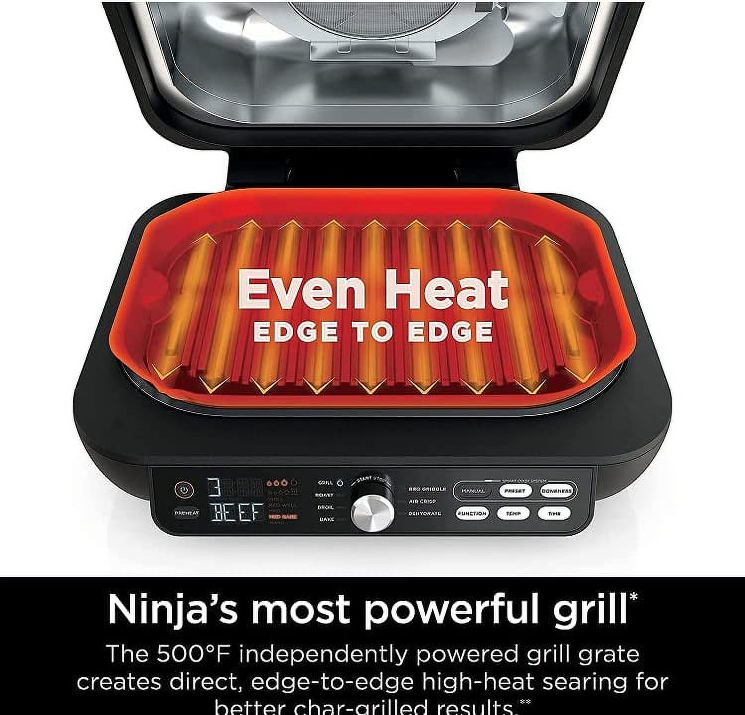 Ninja IG651 QCM Foodi Smart XL Pro 7-in-1 Indoor Grill/Griddle Combo, use Opened or Closed, with Griddle, Air Fry Smart Thermometer, CINNEMON (Refurbished)