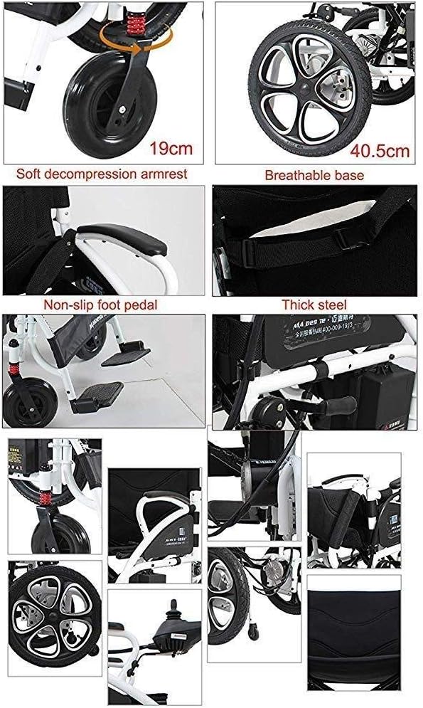 ZTHUAYUAN wheelchairs Compact Foldable Off Power Assist Motorized Wheelchair, Lightweight Folding Carry Electric wheelchairs, Motorized wheelchairs, Motorized wheelchairs 2 * 250 fold