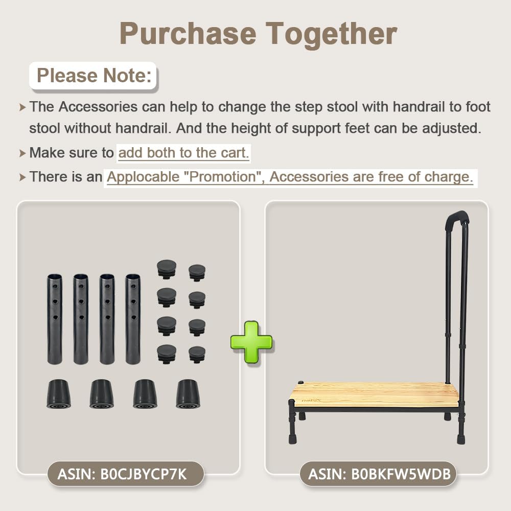 Zelen Bed Step Stool with Handle for Elderly Bedside Steps Stool Medical for High Beds Bedside Assist Rail Bed Grab Bar for Seniors Adjustable Height Handicap Steps Safety Foot Stool with Handrails