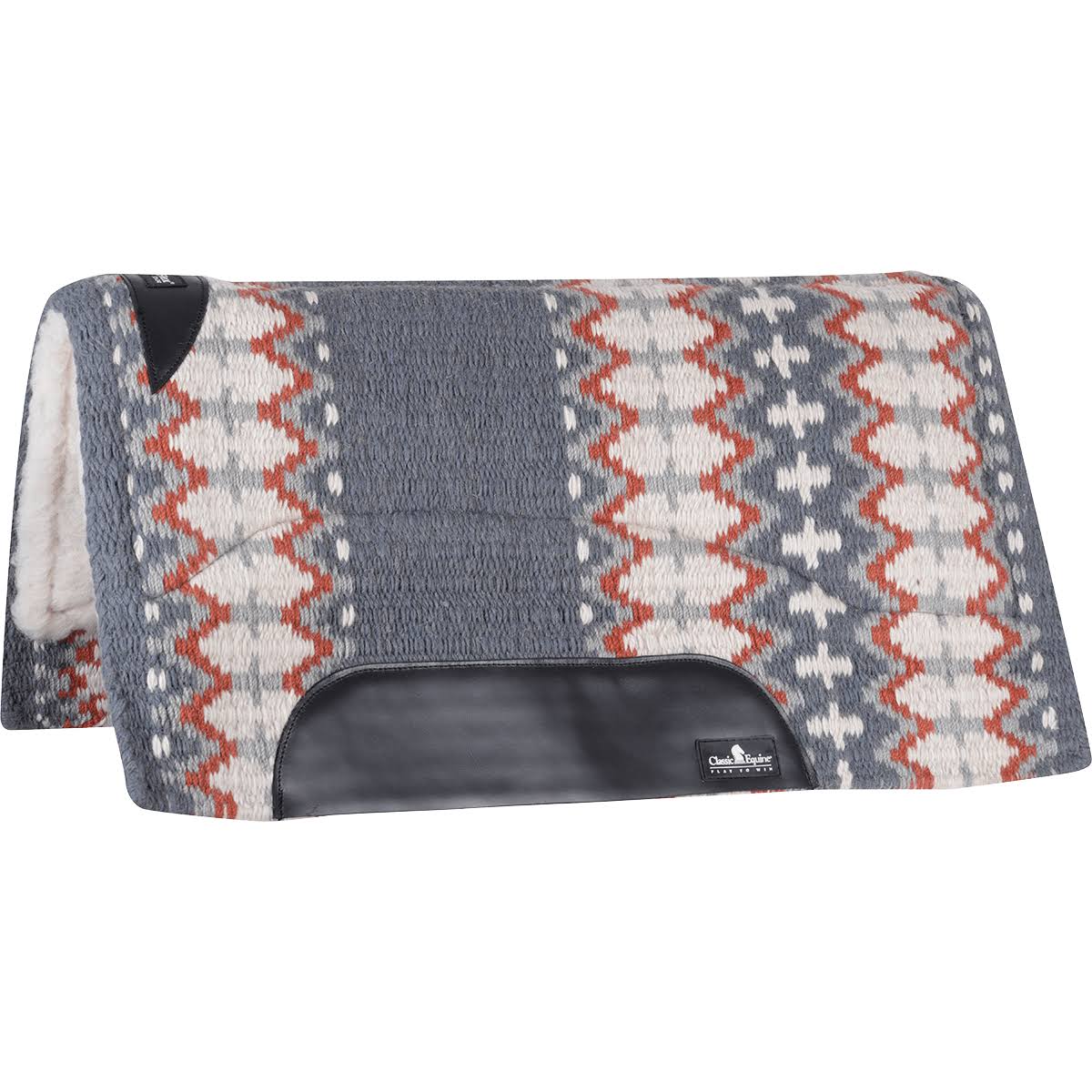 Classic Equine Sensorflex Saddle Pad Wool Top Straight 32x34 Navy Ivory