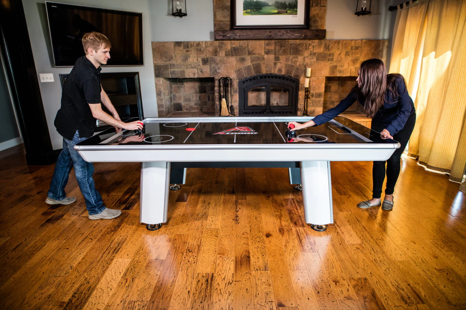 Atomic Avenger 8' Hockey Table with LED Scoring and 120V Blowers for Exhilarating Play