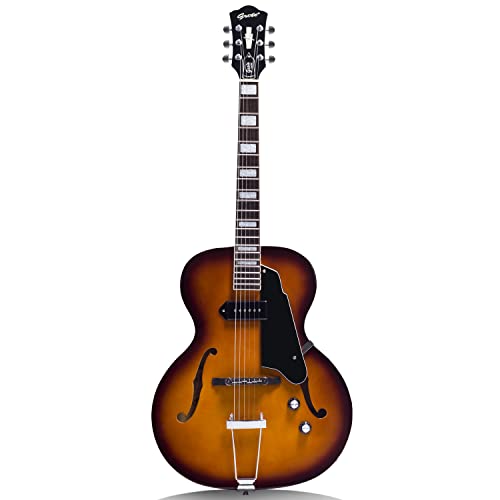GROTE Jazz Electric Guitar Hollow Body Chrome Hardware P90 pickup (RED)