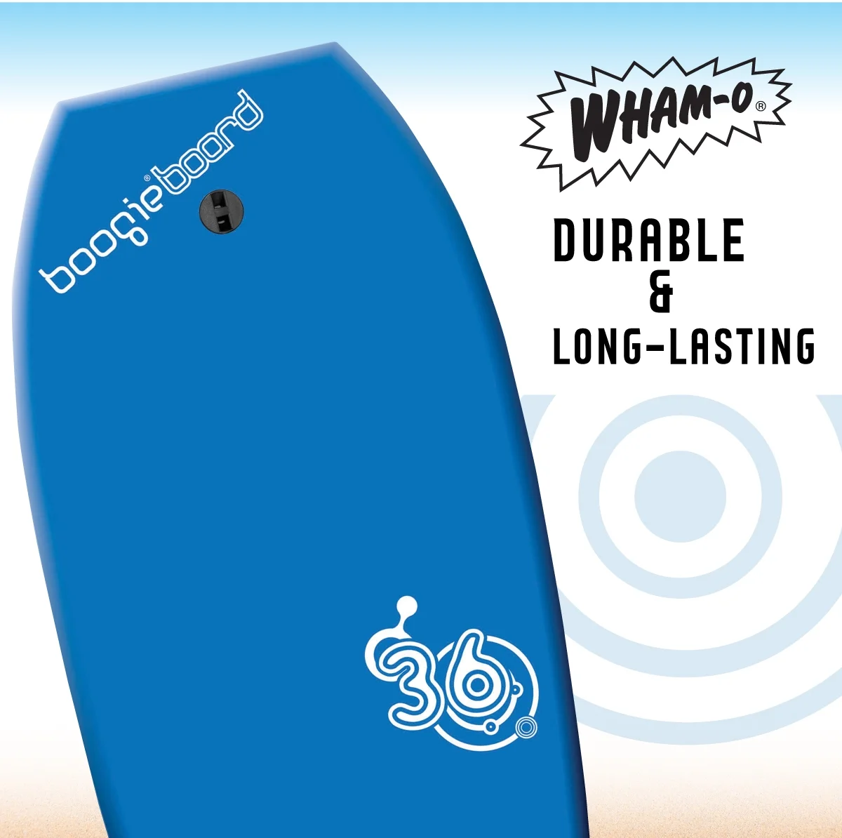 Wham-O Boogieboard 36" - Phuzion Core - XPE Deck - HDPE bottom - Crescent tail - Includes wrist leash- Surfing Waves Ocean Summer Fun Beach Man & Woman Water Body Board
