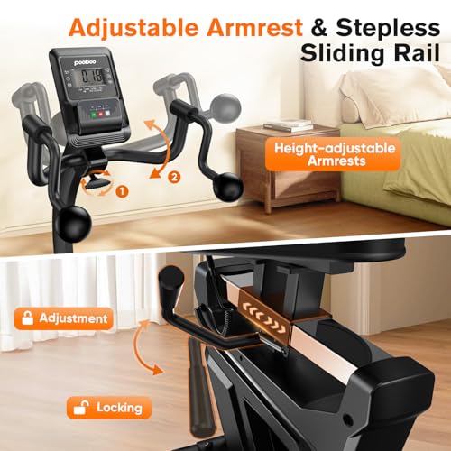 pooboo Recumbent Exercise Bike, Stationary Bikes for Home with Arm Exerciser, Magnetic Recumbent Bike with Ergonomic Backrest & Comfortable Seat, Smart APP, Pulse Sensor, 400LBS Weight Capacity