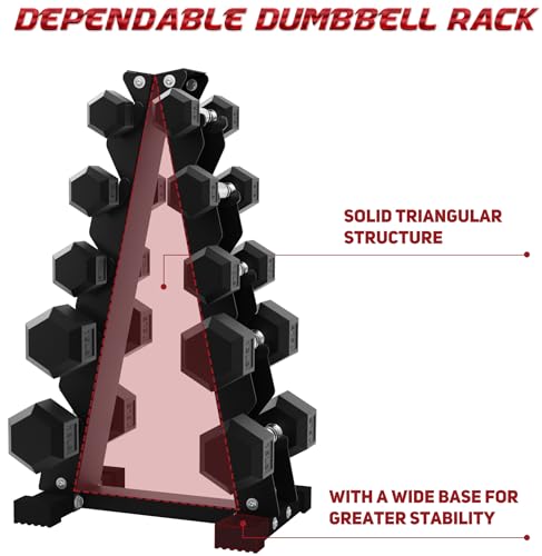 BalanceFrom Rubber Coated Hex Dumbbell Free Hand Weight Set w/Storage Rack, Multiple Options