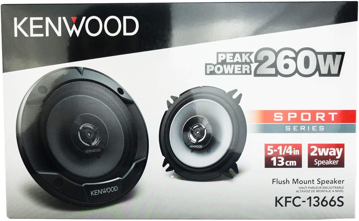 Kenwood KFC-1366S 250 Watt 5.25-Inch Coaxial 2 Way Car Audio Speaker (1 Pair) Pack of 2
