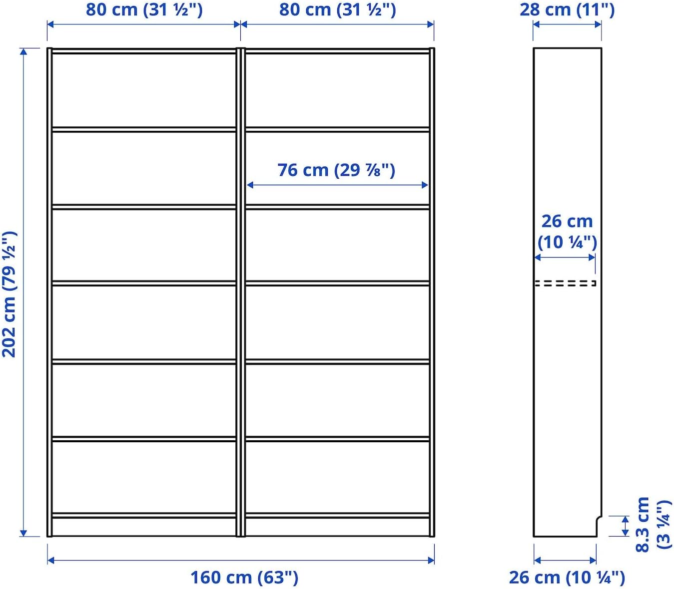 IKEA Billy Bookcase White 63x11x79 1/2 790.178.37