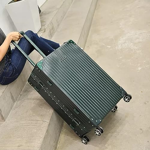 Aluminum Frame Hardside Luggage with Spinner Wheels and TSA Lock, 8 Spinner Wheels Luggage Lightweight Carry On Suitcase, Rolling Luggage Carry on for Travel/business (26 inch, Rose Gold+White)