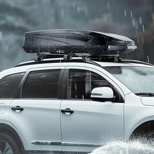 VEVOR Rooftop Cargo Carrier, 22 Cubic Feet Roof Cargo Box, ABS Hard Shell Roof Box, with Dual-Sided Opening and 2 Reinforced Straps, Aerodynamic, Suitable for most Crossbar, for Car, Wagon, SUV, Black